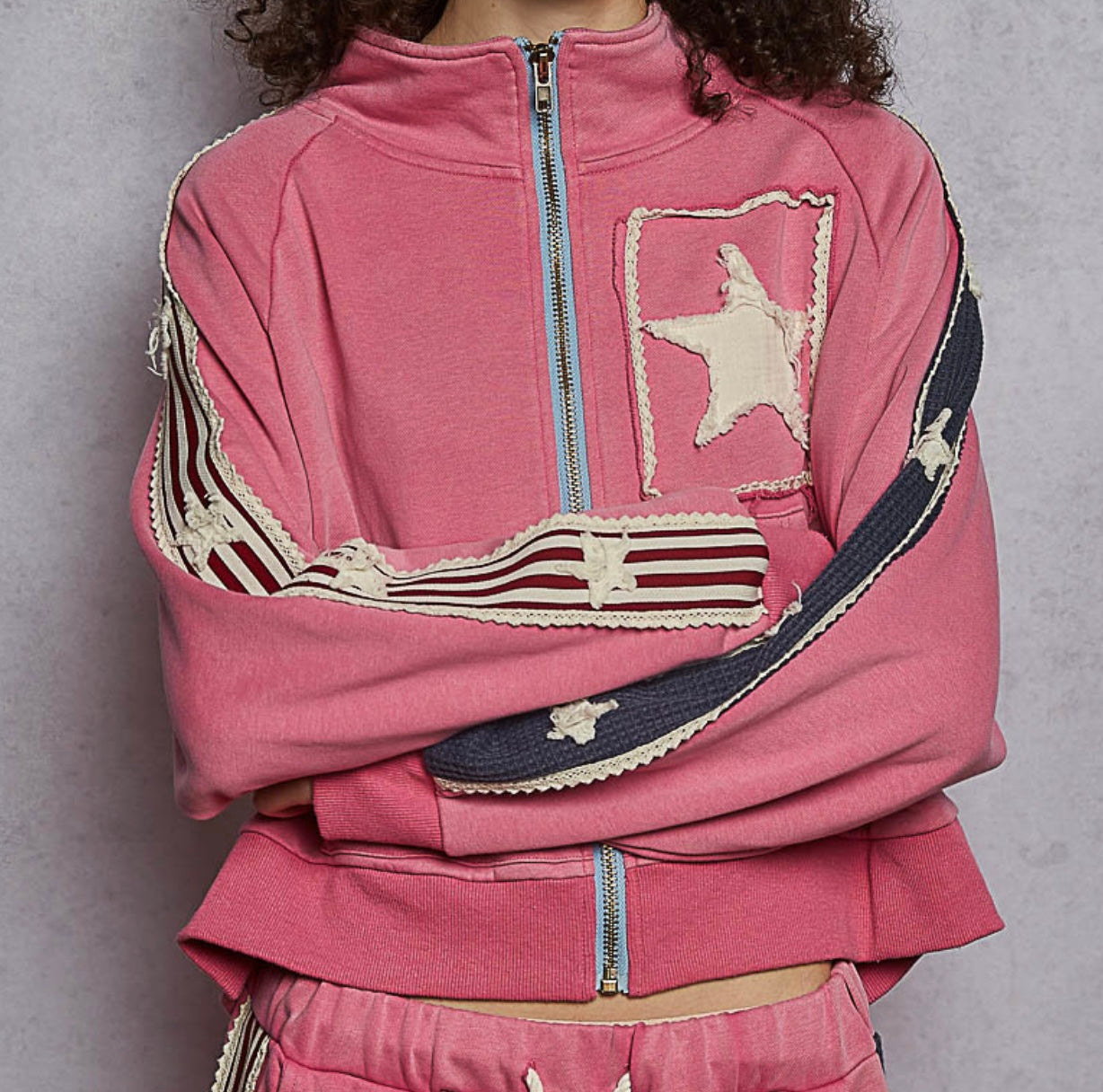 Peony Pink Star Patch Jacket