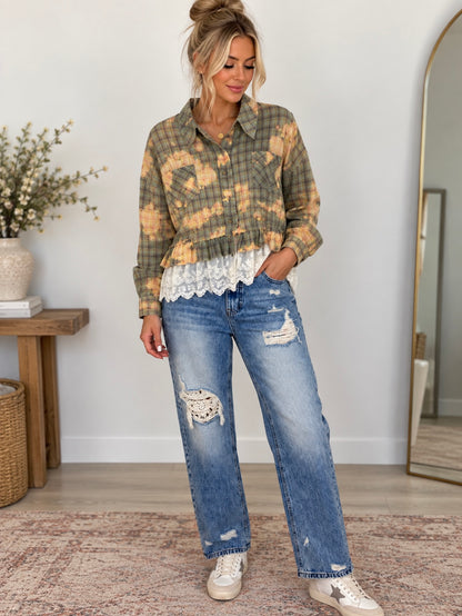 Bluevelvet Multi Lace Baby Doll Top