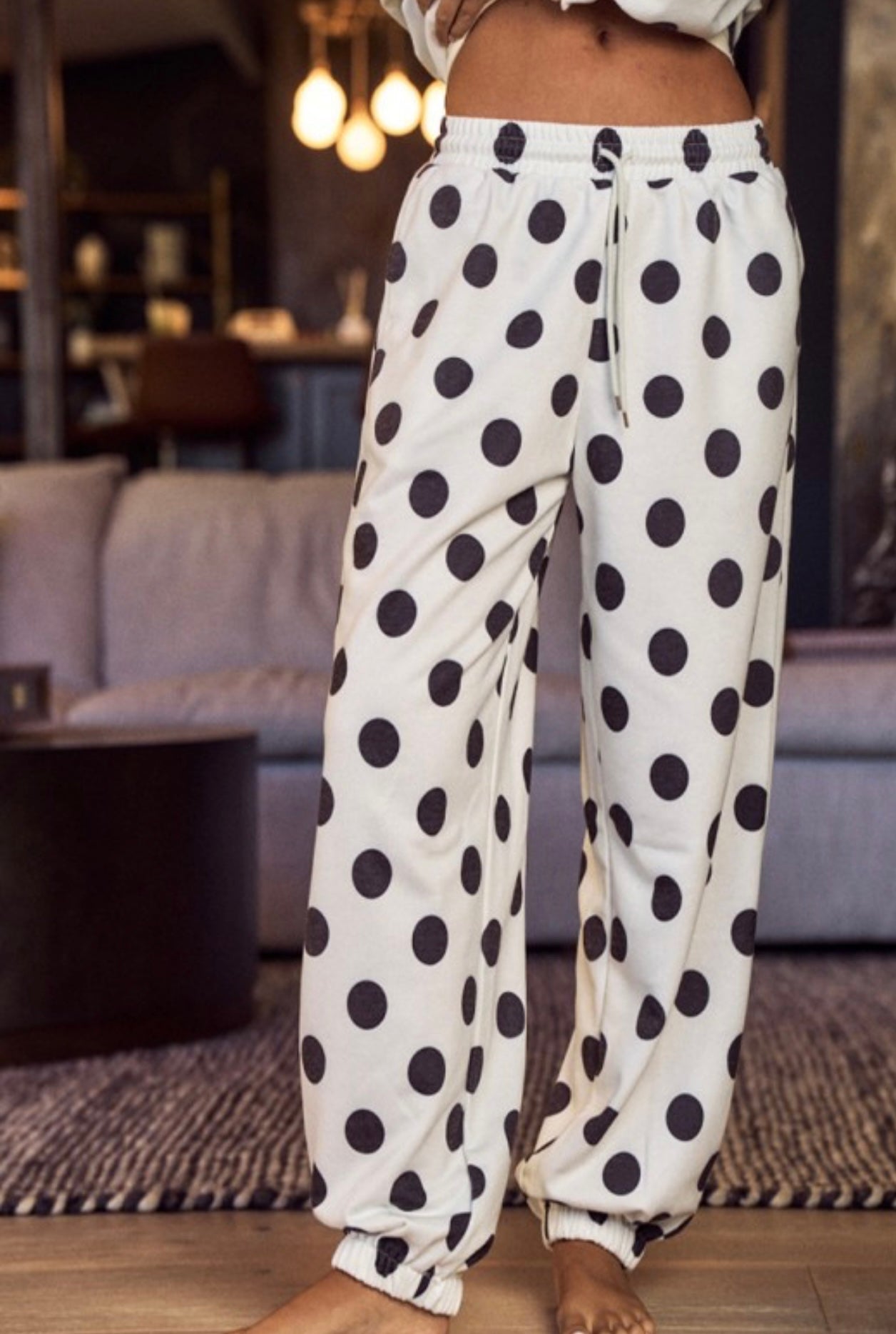 Ivory Polka Dot Jogger Pants LoVV