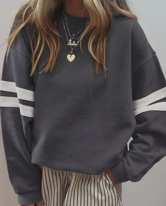 ldc Varsity Stripe Dark Grey Sweatshirt