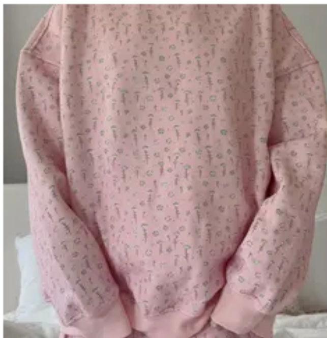 Pink Distsy Floral Sweatshirt Coconut Sunkissed