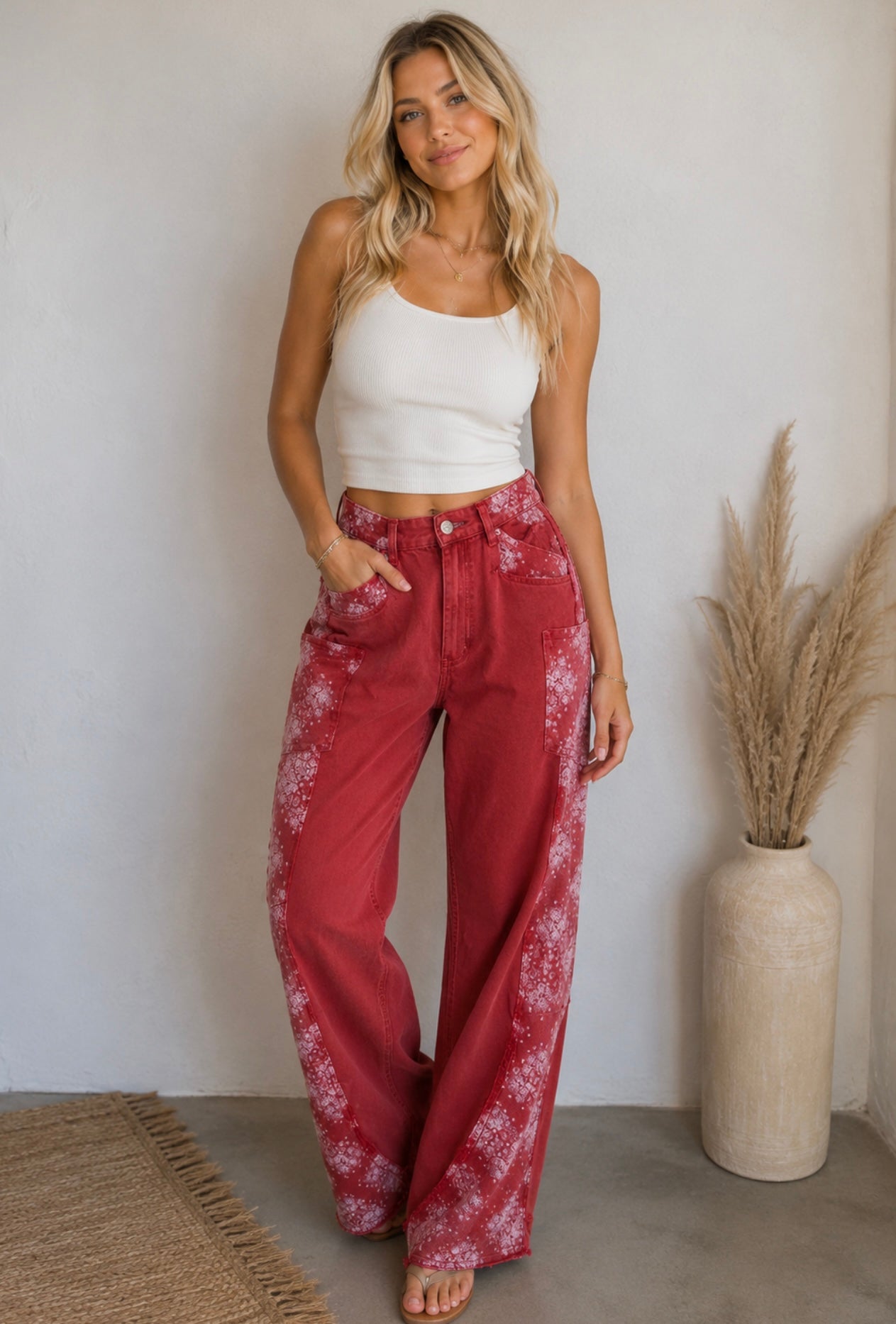 Pol Red Bandana Jeans