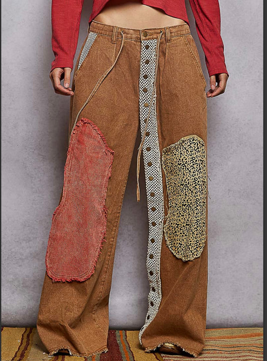 Snap Button Deep Sand Pants Pol