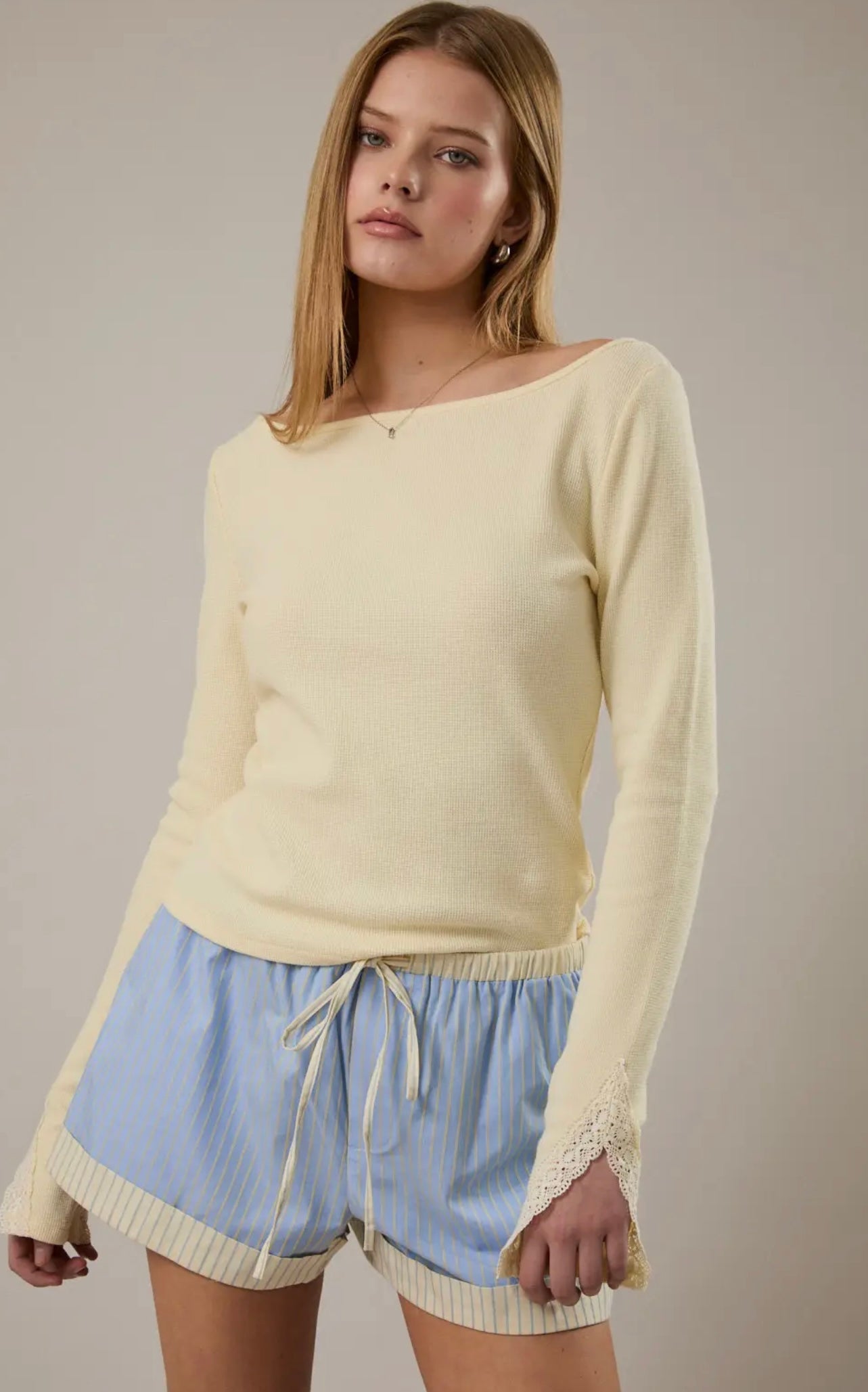 Yellow Boat Neck Top