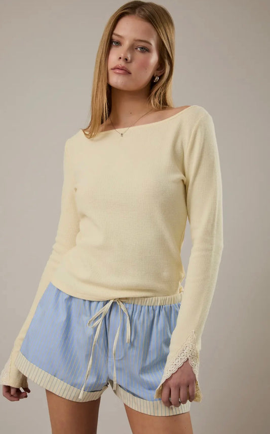 Yellow Boat Neck Top