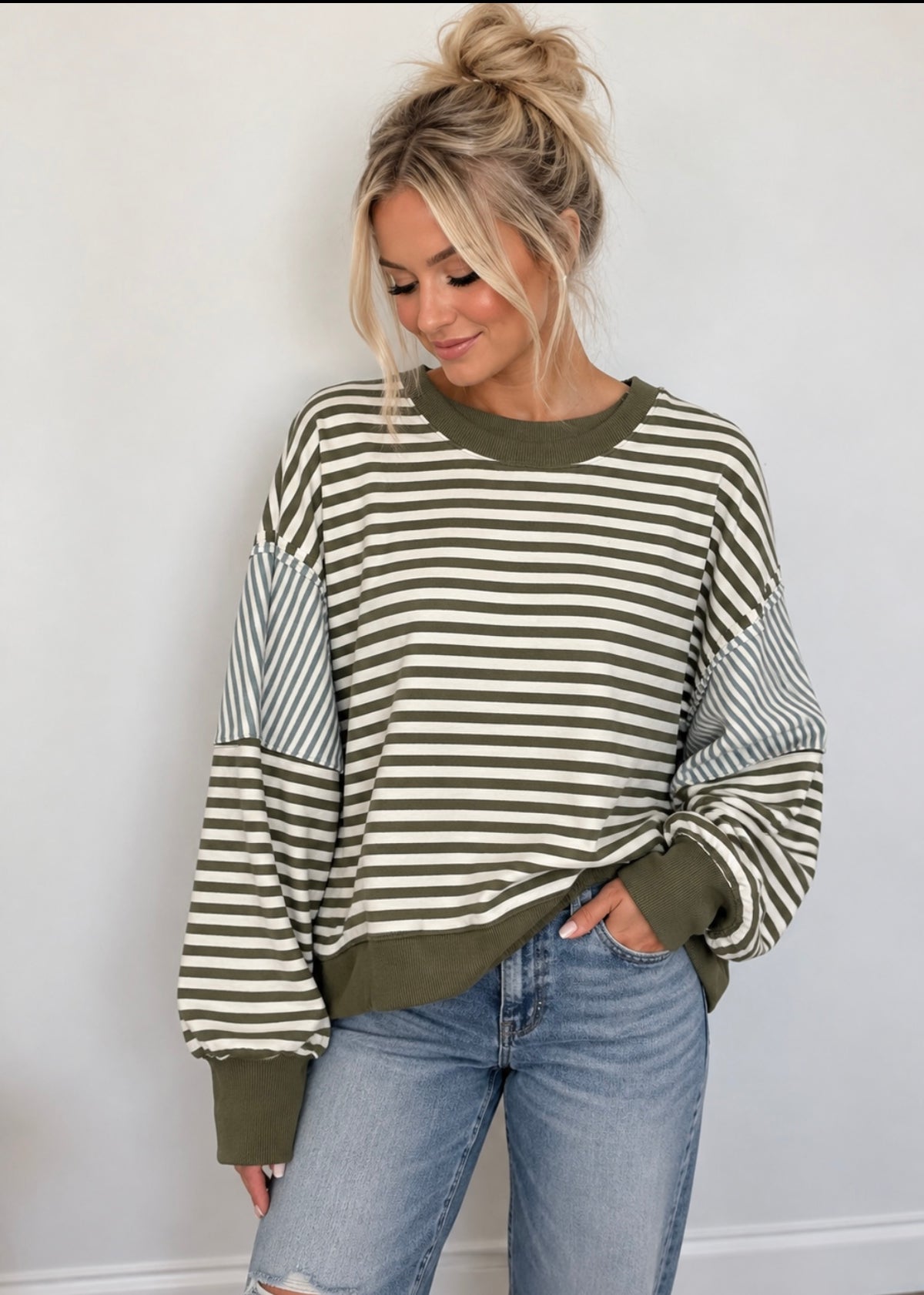 LeLis Dusty Green Stripe