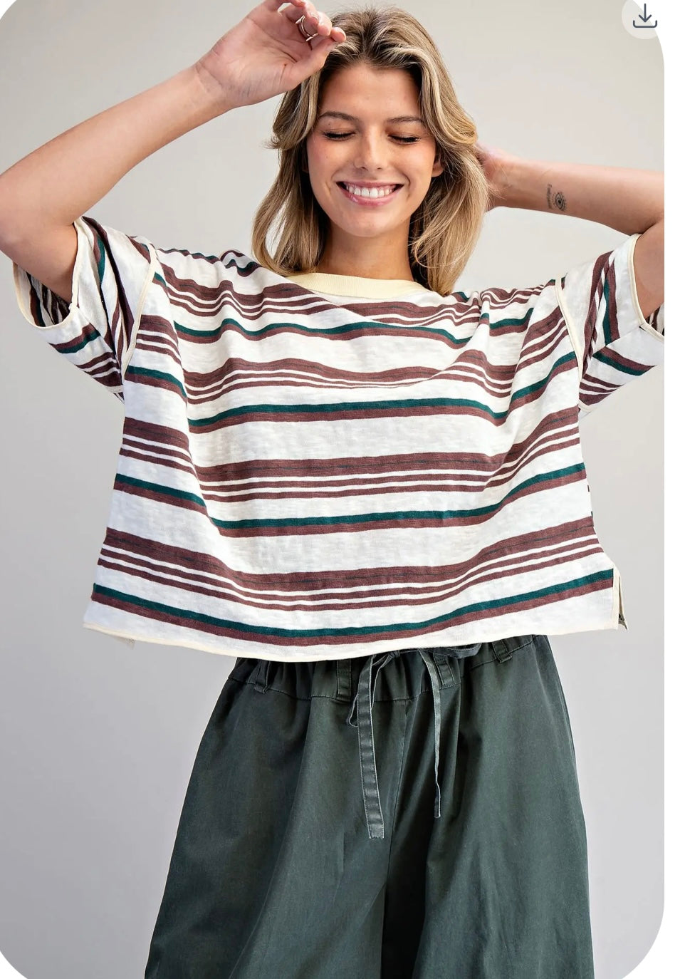 Brown and Forest Green Top