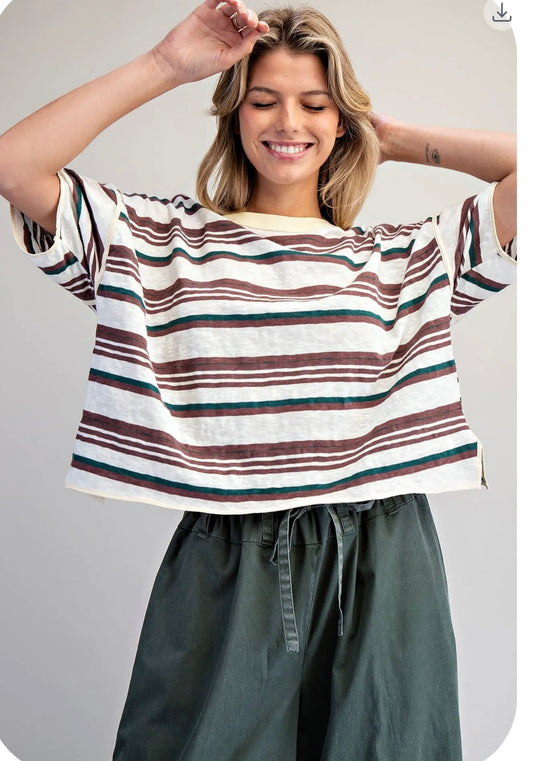 Brown and Forest Green Top