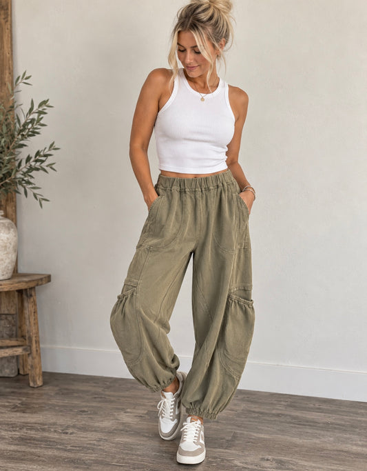 Olive Easel Cargo Jogger Pants