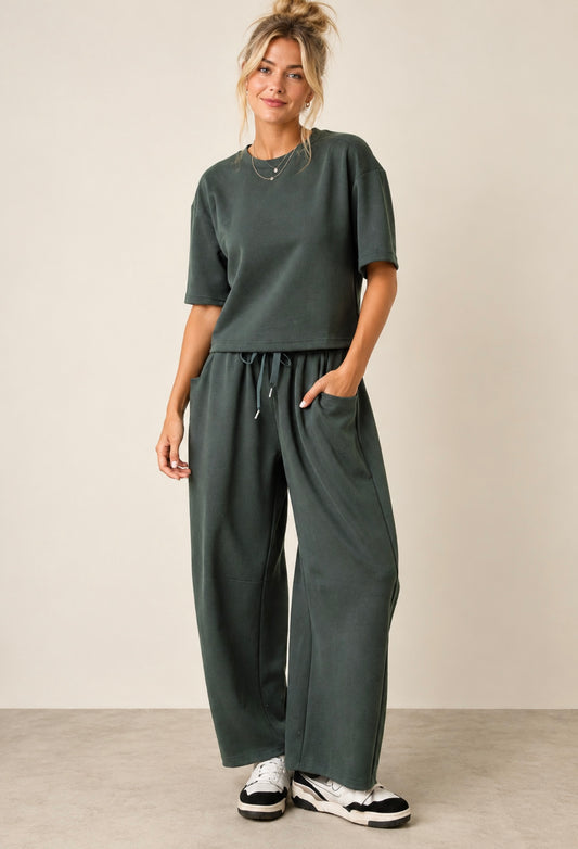 CLOUD KNIT SHORT SLEEVE BOXY CREW NECK TOP