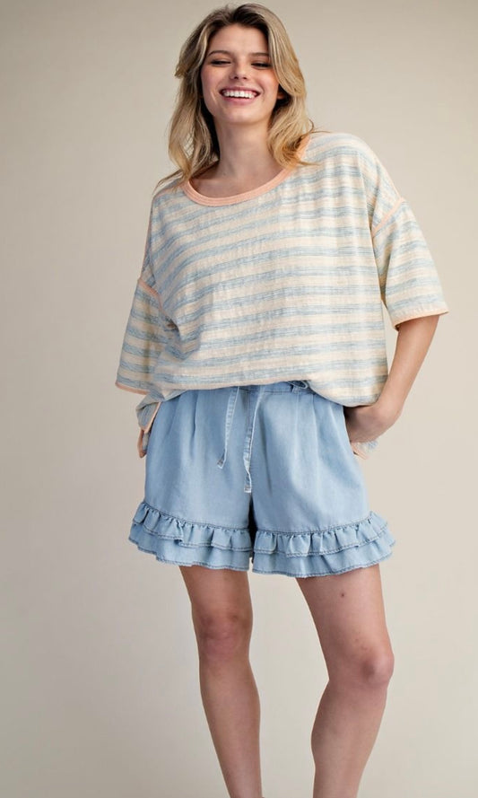Peach and Blue Stripe Top Easel