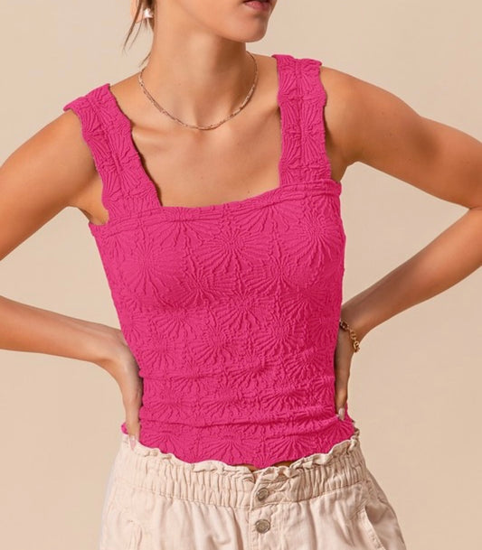 Fuchsia Floral Square Neck Tank