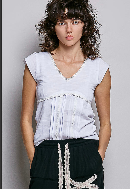 White Crochet Knit Top