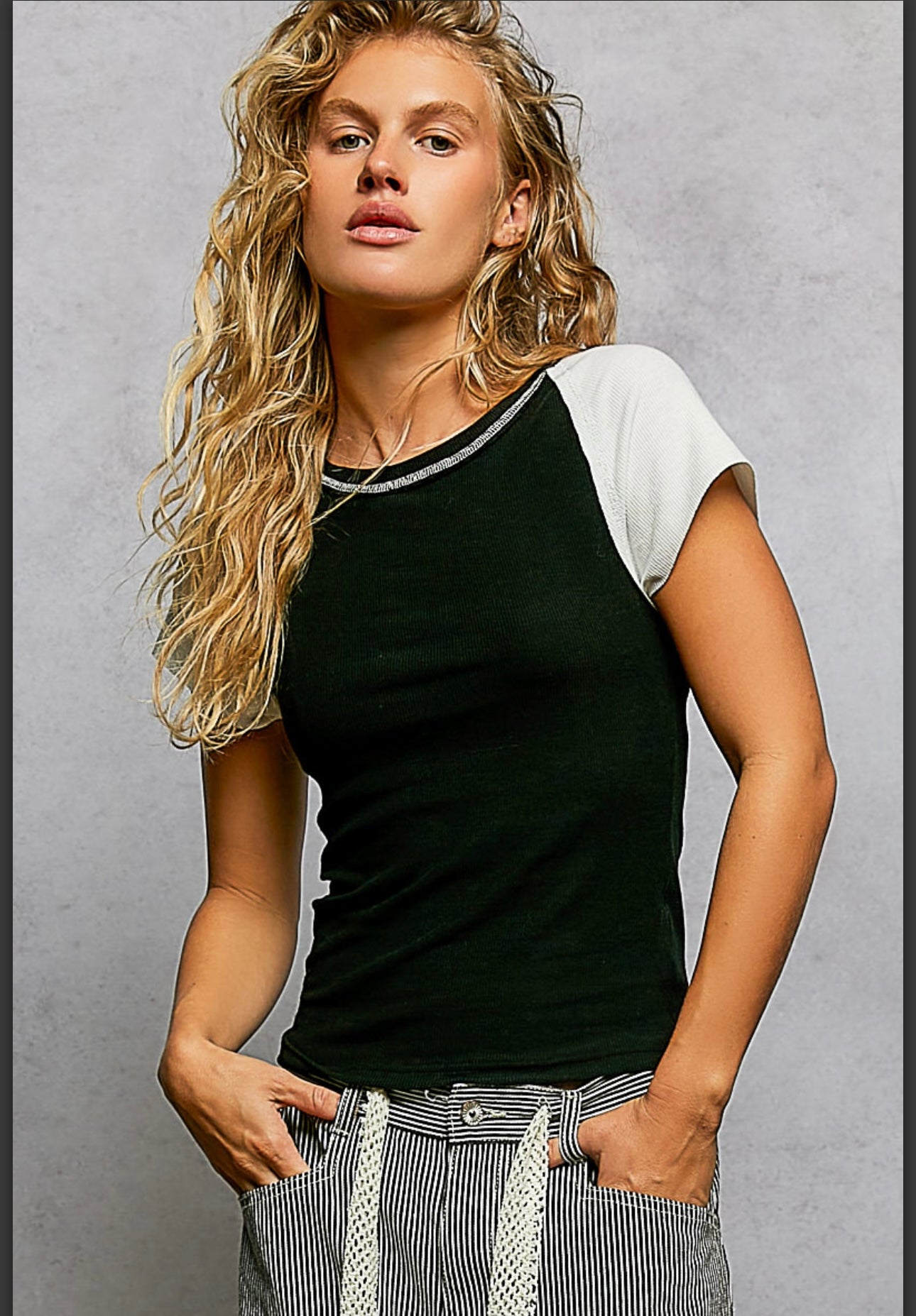 Free Spirit Black and White Top Pol