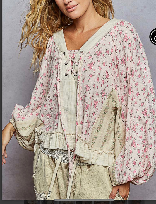 Feeling Girly Pink Flower Top Pol