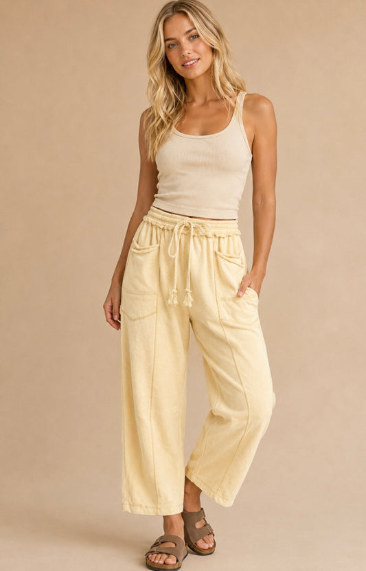 Cream Utility Barrel Pants