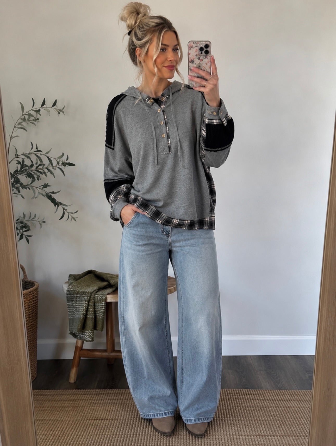 Very J Plaid Hoodie