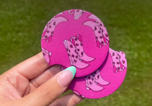 Pink Cowboy Boot Coaster Set