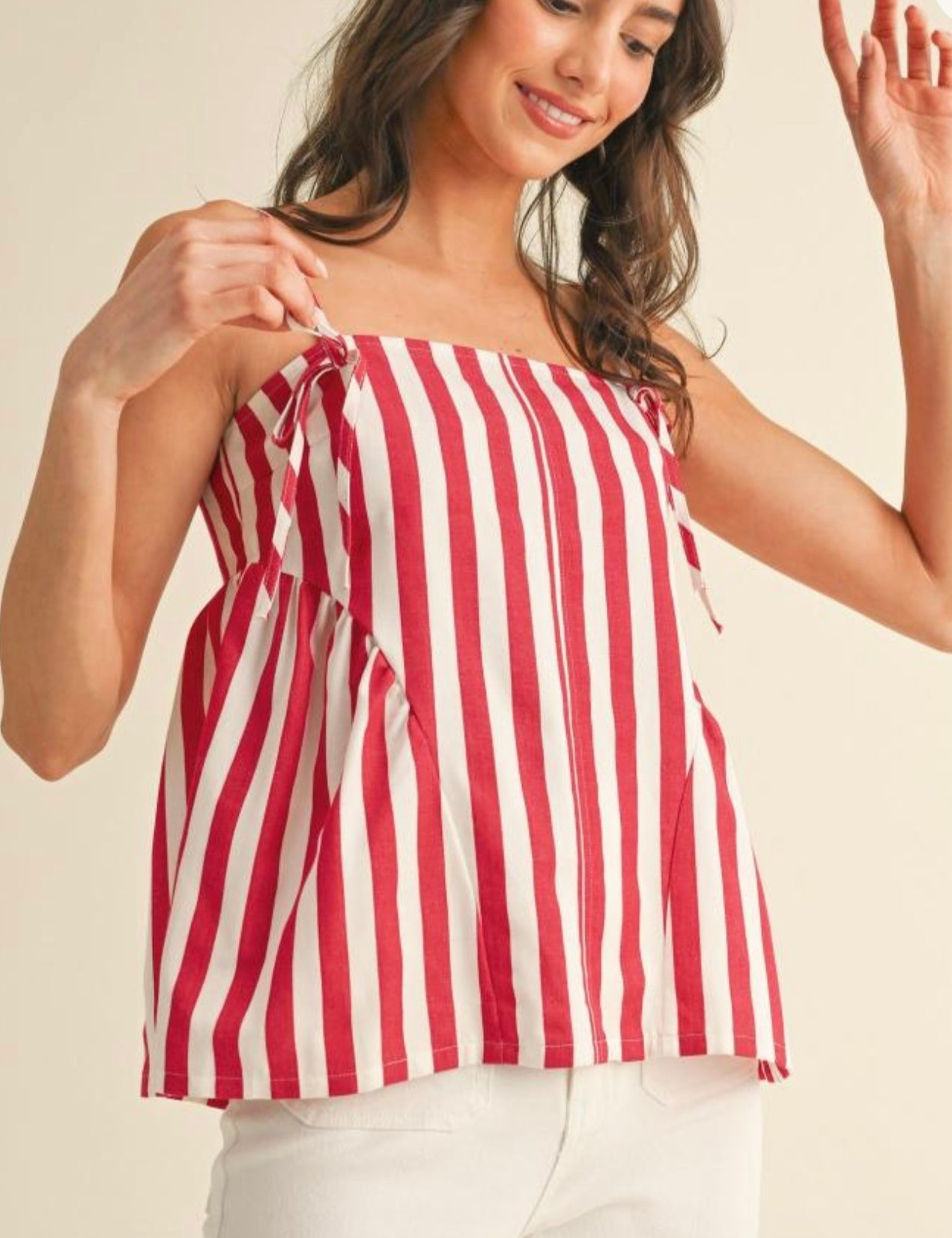 Red Stripe Detail Top