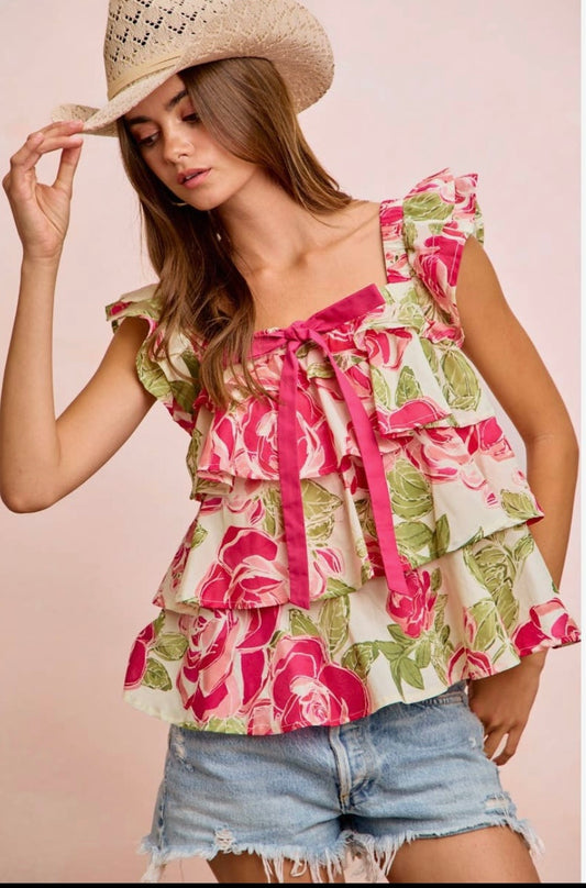 Blushing Rose Tiered Top