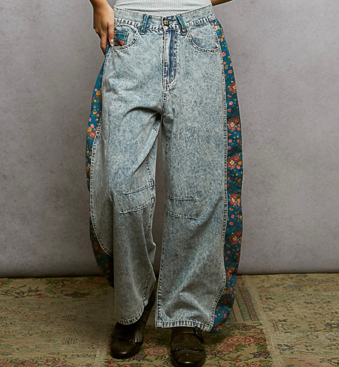 Denim Floral Jeans