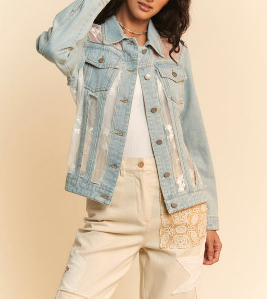 Derrick Blue and White Jean Jacket