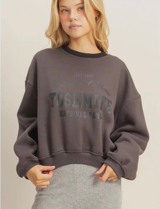 Charcoal Yosemite Crewneck Sweatshirt Cropped