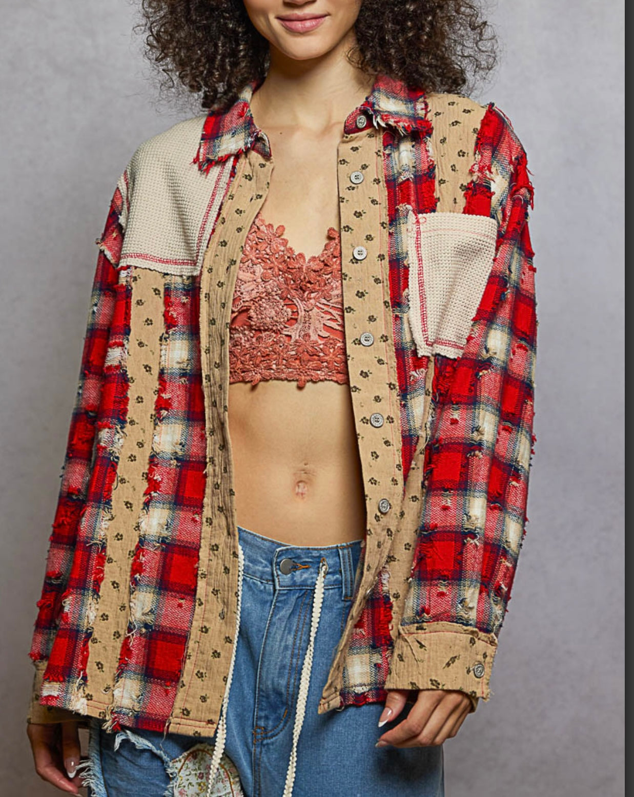 Red Plaid Pol Flannel Top