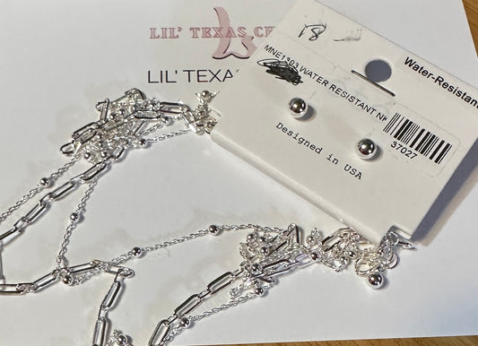 Silver Water Resistant multiple layer necklace