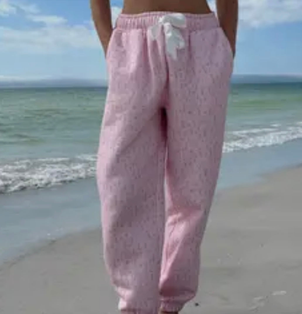Pink Ditsy Floral Joggers Coconut Sunkissed