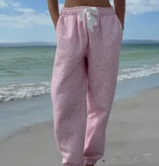 Pink Ditsy Floral Joggers Coconut Sunkissed