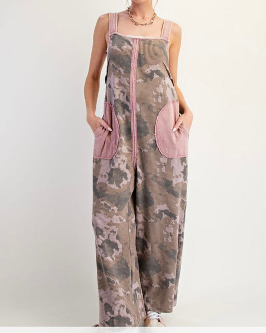 Carli Pink Camo Jumpsuit Easel