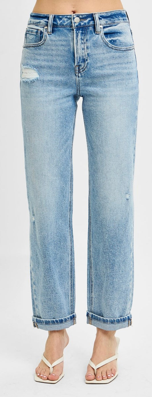 Risen High Rise Boyfriend Cuff Jean