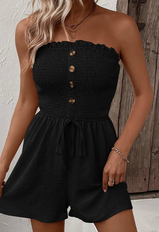 Black Strapless Romper