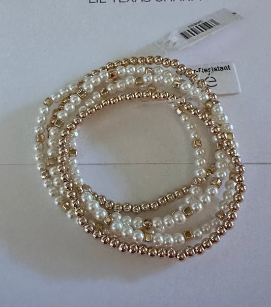 Gold and Pearl Ball Water Resistant Bracelet