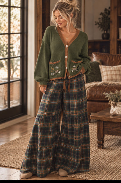 Plaid Tiered Pants