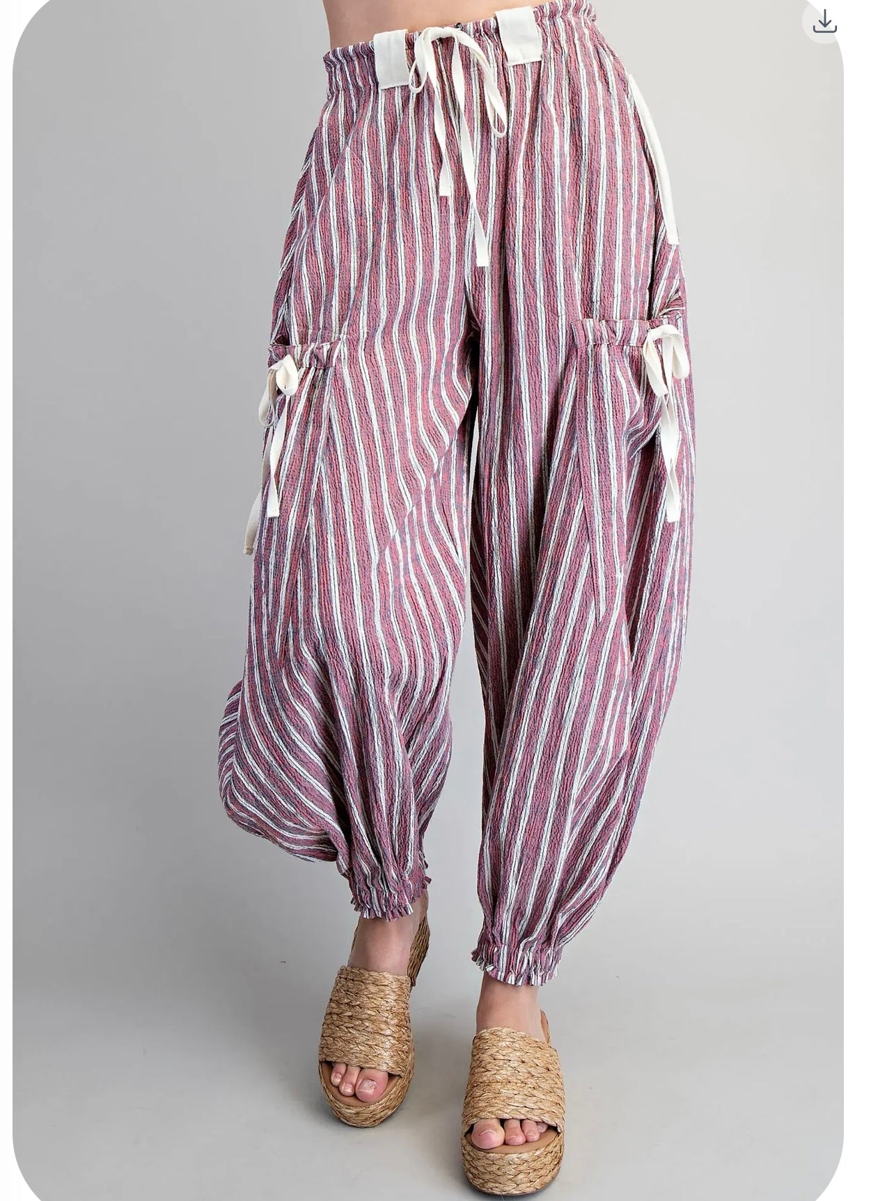 Indigo and Cherry Bow Joggers