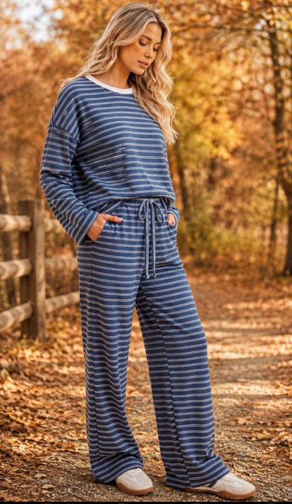 AW Brushed Stripes Pants Sets