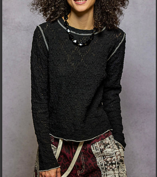 Midnight Black Lace Top Pol