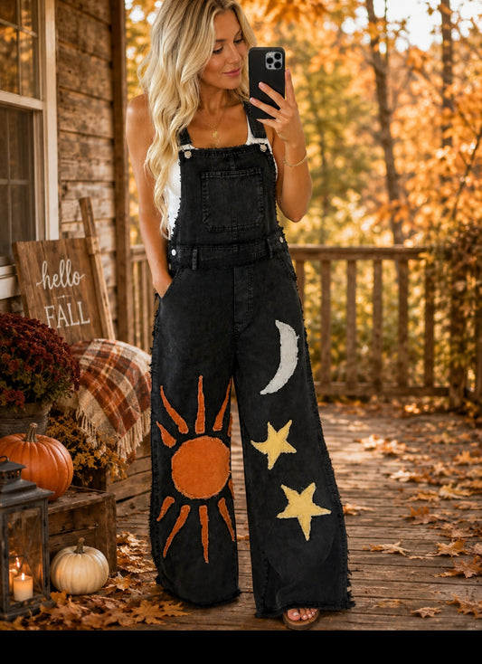 Mello  Black Overalls Stars and the moon