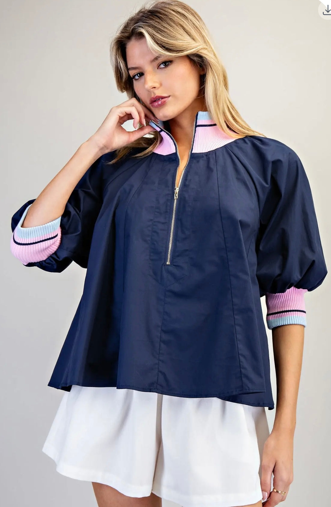 Sweet Sailor Navy and Pink Top