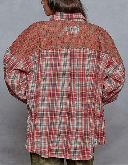 Red Flannel Plaid Button Up Top POL