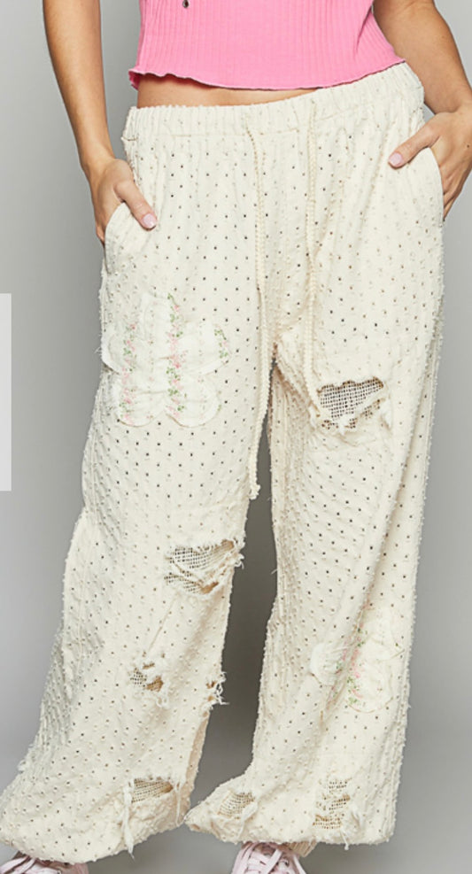 Cream Floral Frisco Joggers