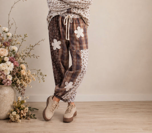 Easel Mocha Plaid Joggers