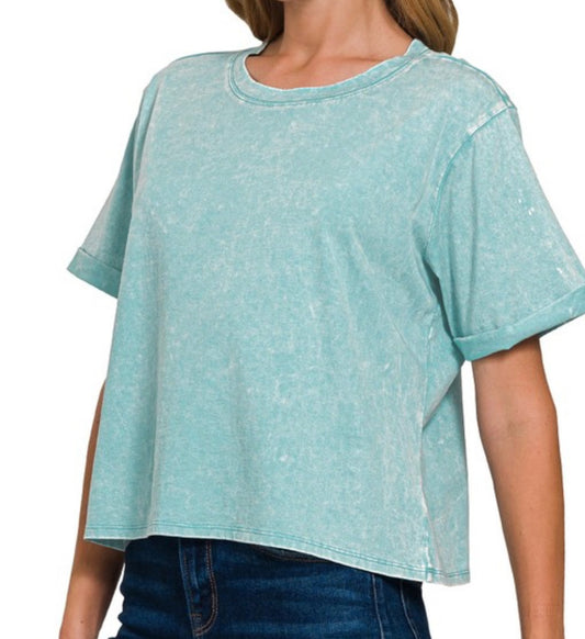 Tamara Teal Mineral Wash Top