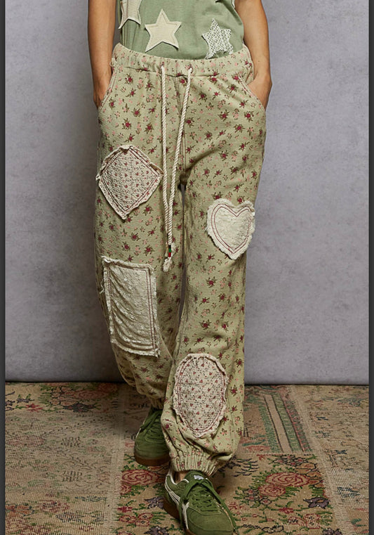 Pale Mint Floral Jogger Pol