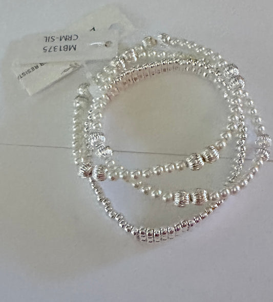 Pearl and Silver Ball Water Resistant Bracelet