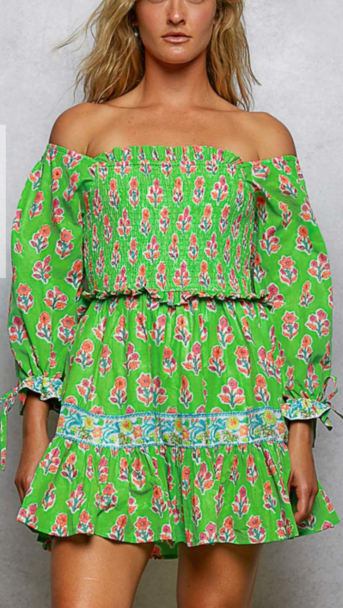 Lime Floral Dress