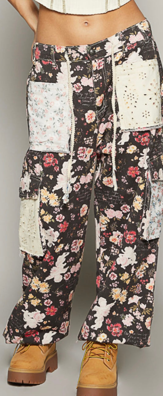 Black Floral Joggers