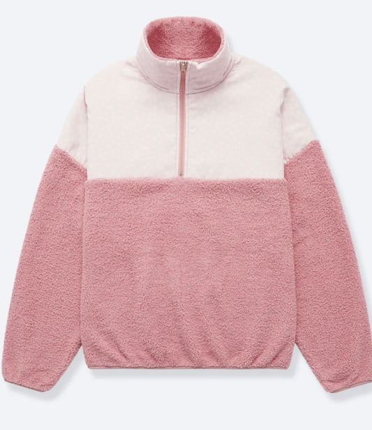 Ditsy Pink Sherpa Half Zip Jacket